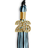 Black/Light Blue Mixed Color Graduation Tassel with Gold Bling Charm by Wholesale Grad Supply