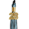 Black/Light Blue Mixed Color Graduation Tassel with Gold Bling Charm by Wholesale Grad Supply