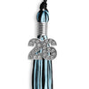 Black/Light Blue Mixed Color Graduation Tassel with Silver Bling Charm by Wholesale Grad Supply