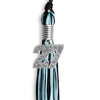 Black/Light Blue Mixed Color Graduation Tassel with Silver Bling Charm by Wholesale Grad Supply