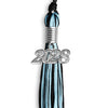 Black/Light Blue Mixed Color Graduation Tassel with Silver Bling Charm by Wholesale Grad Supply