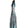 Black/Light Blue Mixed Color Graduation Tassel with Stacked Silver Date Drop by Wholesale Grad Supply