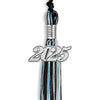 Black/Light Blue/Silver Mixed Color Graduation Tassel with Silver Bling Charm by Wholesale Grad Supply
