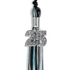 Black/Light Blue/Silver Mixed Color Graduation Tassel with Silver Bling Charm by Wholesale Grad Supply
