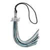 Black/Light Blue/Silver Mixed Color Graduation Tassel with Silver Bling Charm by Wholesale Grad Supply
