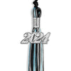 Black/Light Blue/Silver Mixed Color Graduation Tassel with Silver Bling Charm by Wholesale Grad Supply