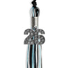 Black/Light Blue/Silver Mixed Color Graduation Tassel with Silver Bling Charm by Wholesale Grad Supply