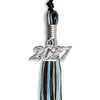 Black/Light Blue/Silver Mixed Color Graduation Tassel with Silver Bling Charm by Wholesale Grad Supply