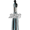 Black/Light Blue/Silver Mixed Color Graduation Tassel with Silver Bling Charm by Wholesale Grad Supply