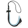 Black/Light Blue/White Graduation Tassel with Black Bling Charm by Wholesale Grad Supply