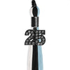 Black/Light Blue/White Graduation Tassel with Black Bling Charm by Wholesale Grad Supply