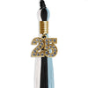 Black/Light Blue/White Graduation Tassel with Gold Bling Charm by Wholesale Grad Supply