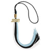 Black/Light Blue/White Graduation Tassel with Gold Bling Charm by Wholesale Grad Supply