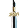 Black/Light Blue/White Graduation Tassel with Gold Bling Charm by Wholesale Grad Supply