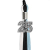 Black/Light Blue/White Graduation Tassel with Silver Bling Charm by Wholesale Grad Supply