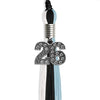 Black/Light Blue/White Graduation Tassel with Silver Bling Charm by Wholesale Grad Supply