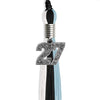 Black/Light Blue/White Graduation Tassel with Silver Bling Charm by Wholesale Grad Supply