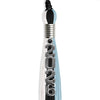 Black/Light Blue/White Graduation Tassel with Silver Stacked Date Drop by Wholesale Grad Supply