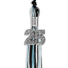 Black/Light Blue/White Mixed Color Graduation Tassel with Silver Bling Charm by Wholesale Grad Supply