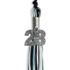 Black/Light Blue/White Mixed Color Graduation Tassel with Silver Bling Charm by Wholesale Grad Supply