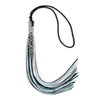 Black/Light Blue/White Mixed Color Graduation Tassel with Silver Stacked Date Drop by Wholesale Grad Supply
