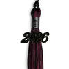 Black/Maroon Mixed Color Graduation Tassel with Black Bling Charm by Wholesale Grad Supply