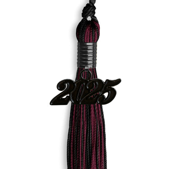 Black/Maroon Mixed Color Graduation Tassel with Black Bling Charm by Wholesale Grad Supply