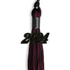 Black/Maroon Mixed Color Graduation Tassel with Black Bling Charm by Wholesale Grad Supply