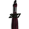 Black/Maroon Mixed Color Graduation Tassel with Black Bling Charm by Wholesale Grad Supply