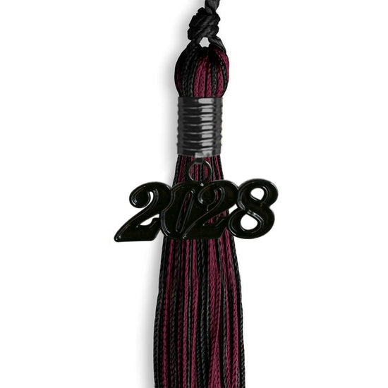 Black/Maroon Mixed Color Graduation Tassel with Black Bling Charm by Wholesale Grad Supply