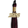 Black/Maroon Mixed Color Graduation Tassel with Gold Bling Charm by Wholesale Grad Supply