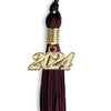 Black/Maroon Mixed Color Graduation Tassel with Gold Bling Charm by Wholesale Grad Supply