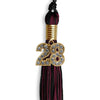 Black/Maroon Mixed Color Graduation Tassel with Gold Bling Charm by Wholesale Grad Supply