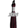 Black/Maroon Mixed Color Graduation Tassel with Silver Bling Charm by Wholesale Grad Supply