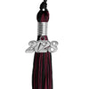 Black/Maroon Mixed Color Graduation Tassel with Silver Bling Charm by Wholesale Grad Supply