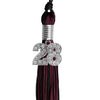 Black/Maroon Mixed Color Graduation Tassel with Silver Bling Charm by Wholesale Grad Supply