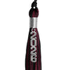 Black/Maroon Mixed Color Graduation Tassel with Stacked Silver Date Drop by Wholesale Grad Supply