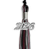 Black/Maroon/Silver Mixed Color Graduation Tassel with Silver Bling Charm by Wholesale Grad Supply