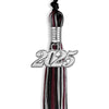 Black/Maroon/Silver Mixed Color Graduation Tassel with Silver Bling Charm by Wholesale Grad Supply