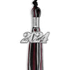 Black/Maroon/Silver Mixed Color Graduation Tassel with Silver Bling Charm by Wholesale Grad Supply