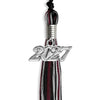 Black/Maroon/Silver Mixed Color Graduation Tassel with Silver Bling Charm by Wholesale Grad Supply