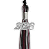 Black/Maroon/Silver Mixed Color Graduation Tassel with Silver Bling Charm by Wholesale Grad Supply
