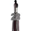 Black/Maroon/Silver Mixed Color Graduation Tassel with Silver Bling Charm by Wholesale Grad Supply