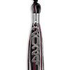 Black/Maroon/Silver Mixed Color Graduation Tassel with Silver Stacked Date Drop by Wholesale Grad Supply