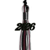 Black/Maroon/White Mixed Color Graduation Tassel with Black Bling Charm by Wholesale Grad Supply