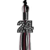Black/Maroon/White Mixed Color Graduation Tassel with Black Bling Charm by Wholesale Grad Supply