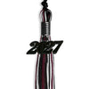Black/Maroon/White Mixed Color Graduation Tassel with Black Bling Charm by Wholesale Grad Supply