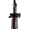 Black/Maroon/White Mixed Color Graduation Tassel with Black Bling Charm by Wholesale Grad Supply