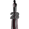 Black/Maroon/White Mixed Color Graduation Tassel with Black Bling Charm by Wholesale Grad Supply