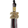 Black/Maroon/White Mixed Color Graduation Tassel with Gold Bling Charm by Wholesale Grad Supply